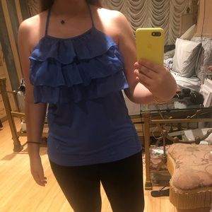 Forever21 Blue Ruffle Halter Top Size XS